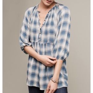Anthropologie Maeve Plaid Tunic Top